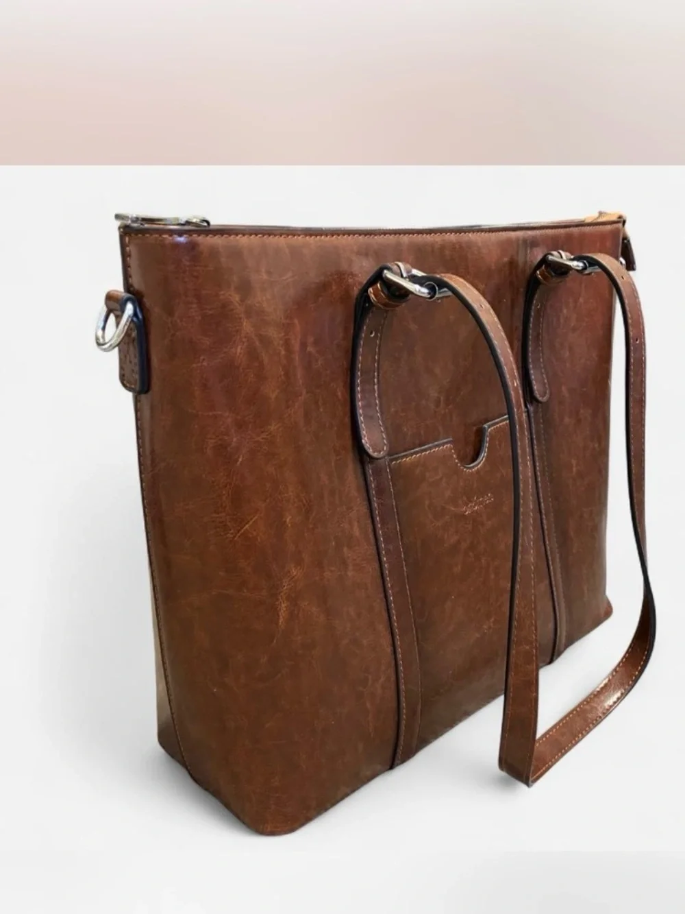 Bromen Vegan Leather Laptop Structured Tote Bag
